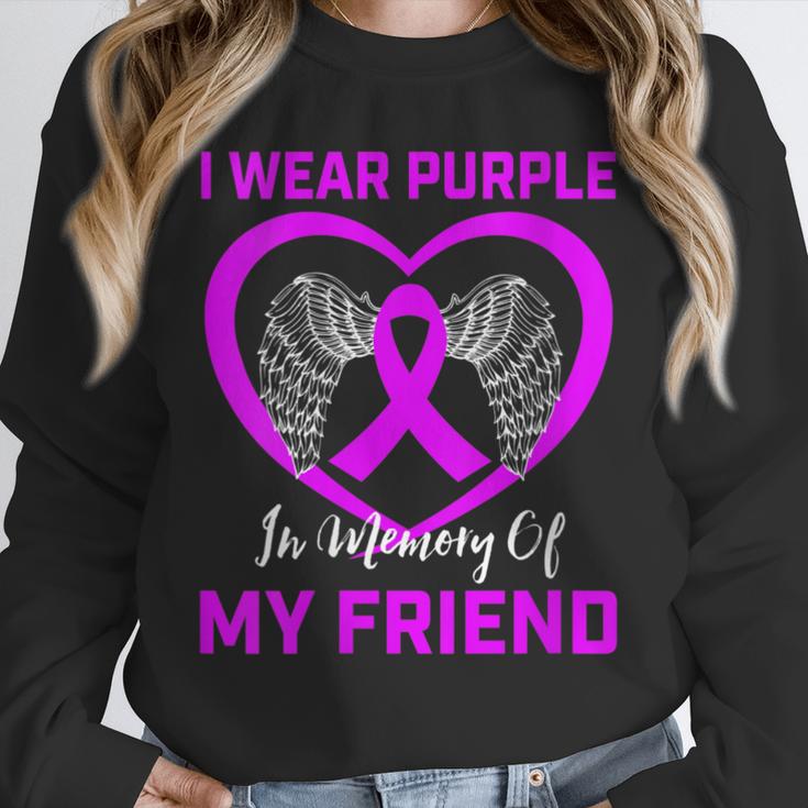 I Wear Purple In Memory Of Friend Alzheimers Heart Graphic Unisex Sweatshirt