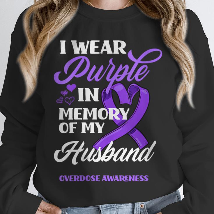 I Wear Purple In Memory Of My Husband Overdose Awareness Unisex Sweatshirt