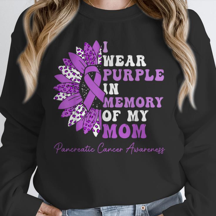 I Wear Purple In Memory Of My Mom Pancreatic Cancer Ribbon Unisex Sweatshirt