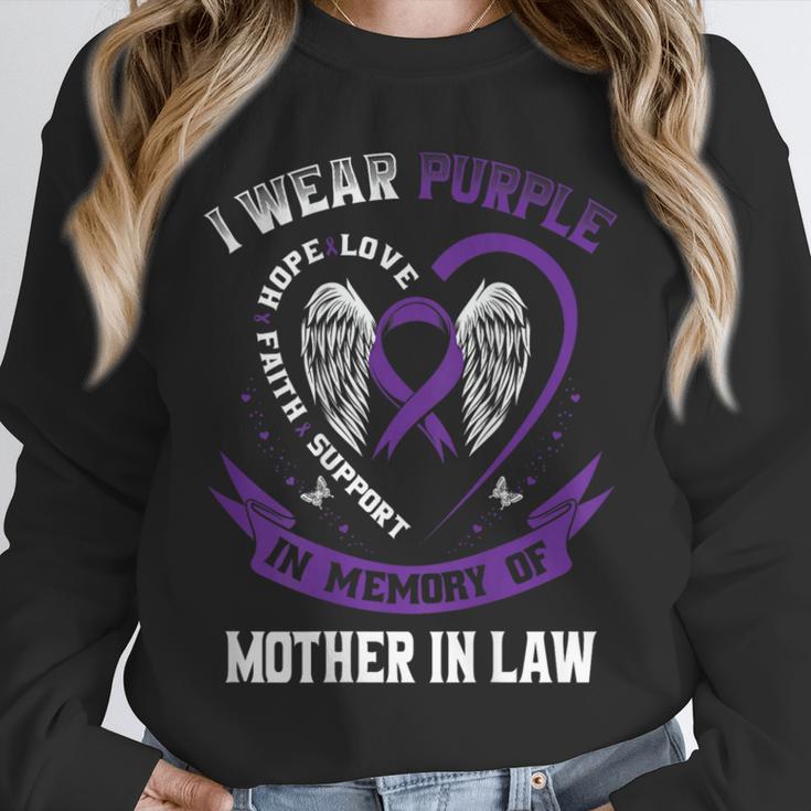 I Wear Purple In Memory Of Mother In Law Pancreatic Cancer Unisex Sweatshirt