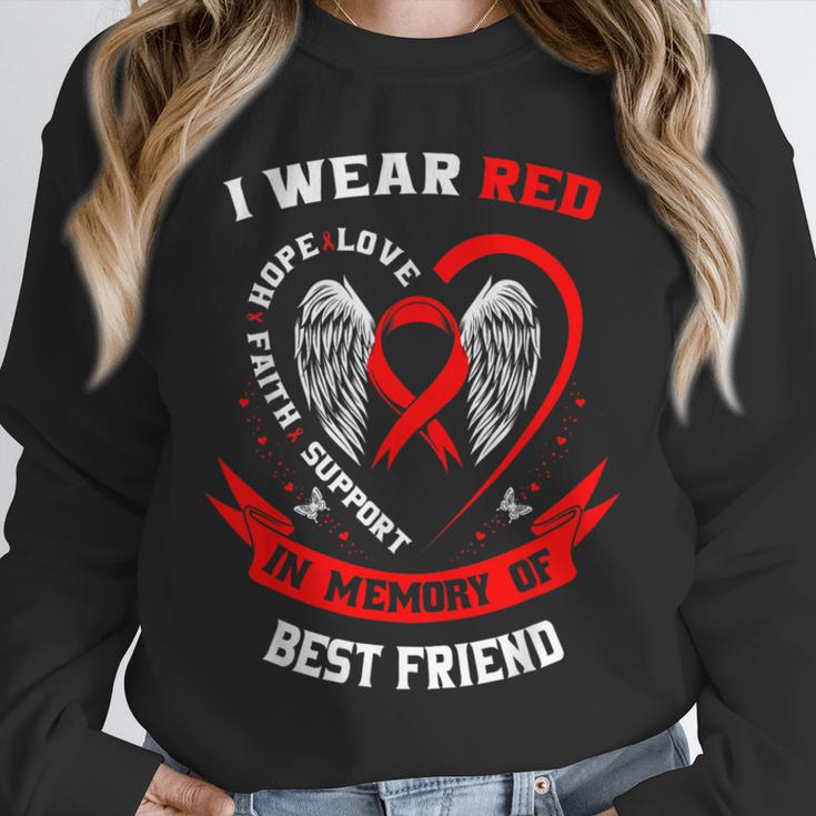 I Wear Red In Memory Of Best Friend Heart Disease Awareness Unisex Sweatshirt
