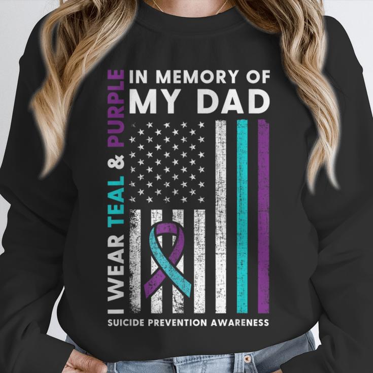 I Wear Teal & Purple In Memory Of My Dad Suicide Prevention Unisex Sweatshirt