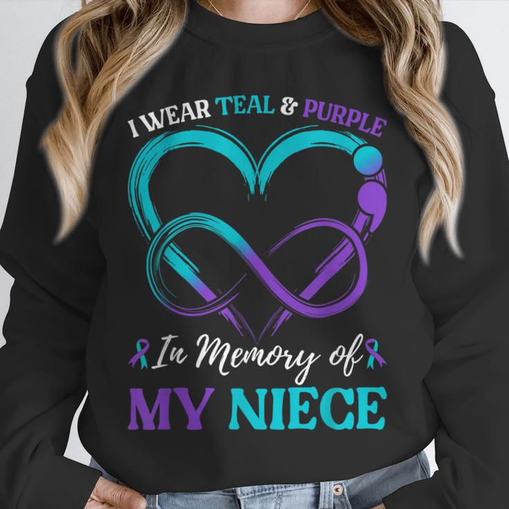 I Wear Teal & Purple In Memory Of My Niece Unisex Sweatshirt I Wear Teal & Purple In Memory Of My Niece Unisex Sweatshirt
