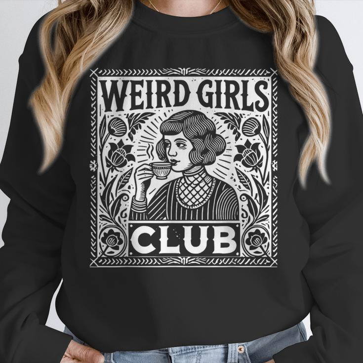 Weird Girls Club Vintage Linocut Retro Introvert Aesthetic Unisex Sweatshirt