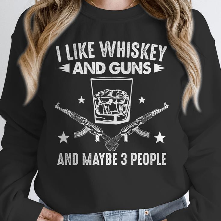 I Like Whiskey And Guns And Maybe 3 People Introvert Unisex Sweatshirt