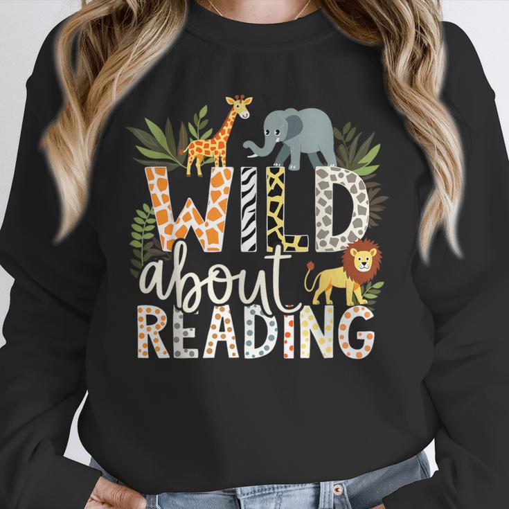 Wild About Reading Animals And Book Lovers Unisex Sweatshirt