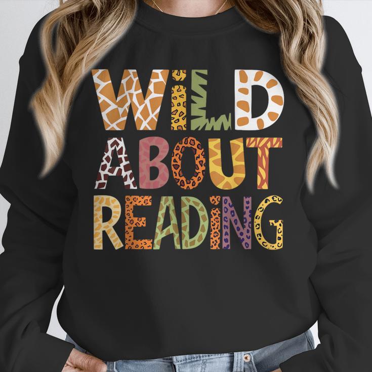 Wild About Reading Book Animal Children's Book Lover Teacher Unisex Sweatshirt