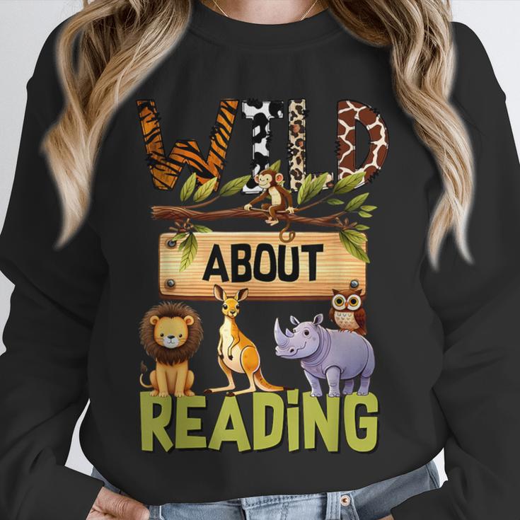 Wild About Reading Reading Books And Bookworm Library Day Unisex Sweatshirt
