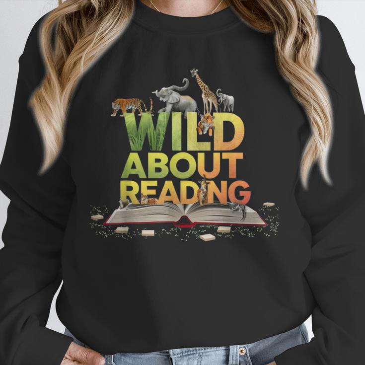 Wild About Reading Books Lovers Novelty Bookworm Library Day Unisex Sweatshirt