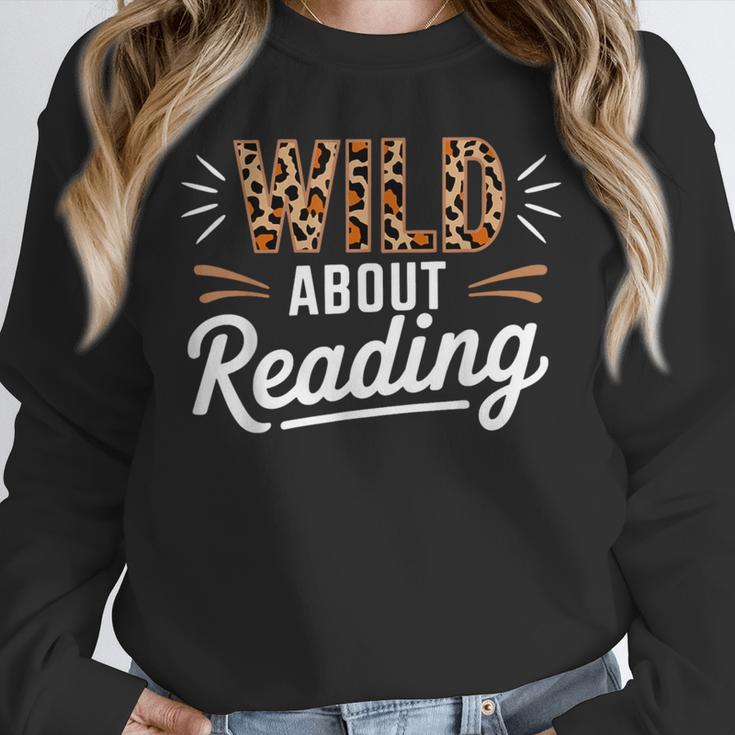 Wild About Reading Books Reader Lover Bookworm Leopard Print Unisex Sweatshirt