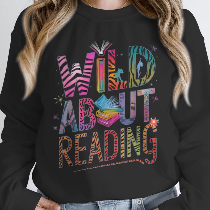 Wild About Reading Books Readers Lovers Bookworm Library Day Unisex Sweatshirt