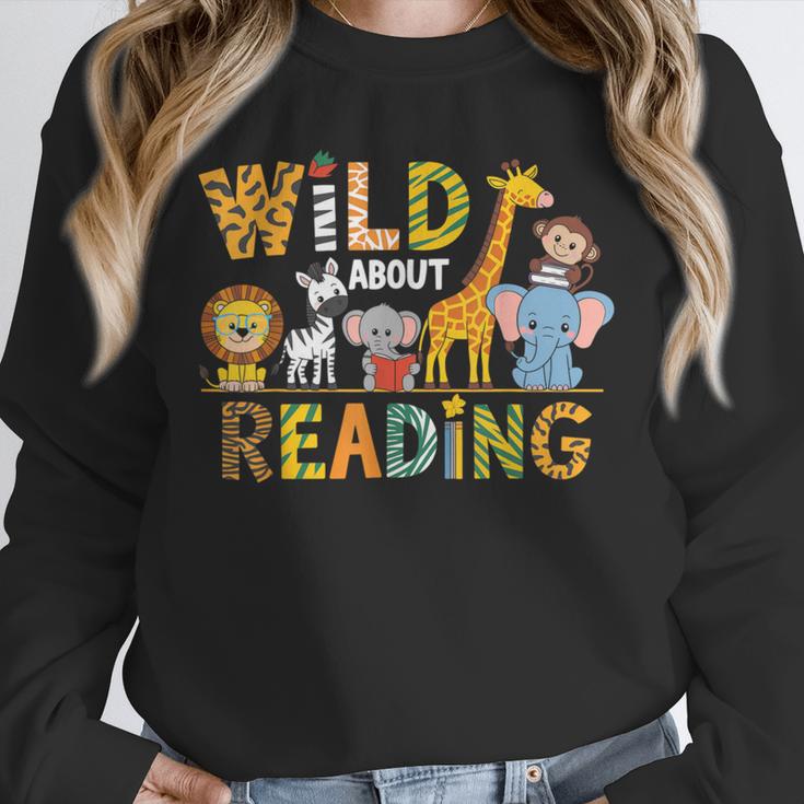 Wild About Reading Kid Love Wild Animal Books Back To School Unisex Sweatshirt Wild About Reading Kid Love Wild Animal Books Back To School Unisex Sweatshirt