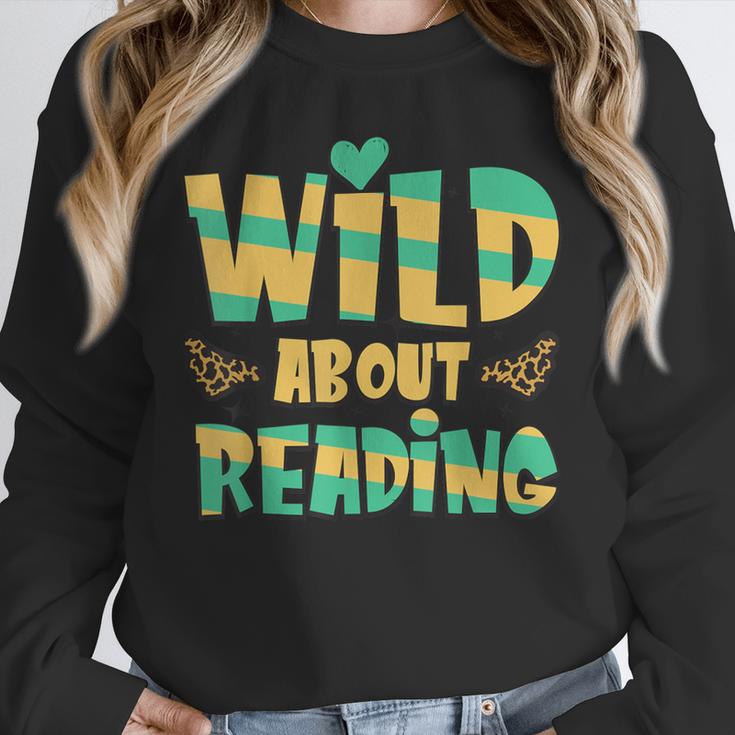 WILD ABOUT READING I Love Books Bookworm Library Day Unisex Sweatshirt