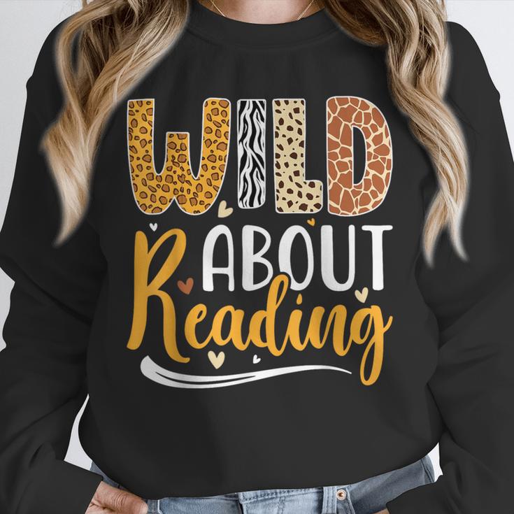 Wild About Reading Lover Bookworm Library Teacher Zoo Animal Unisex Sweatshirt
