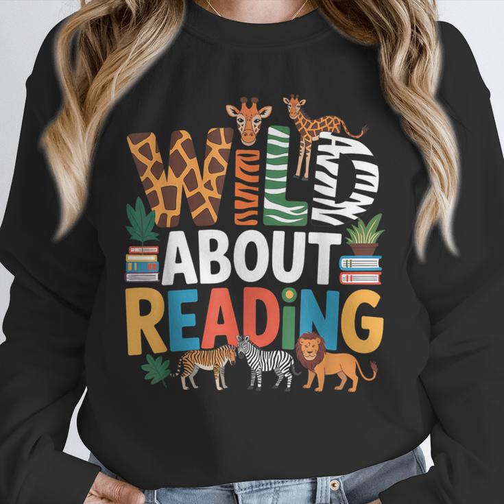 Wild About Reading Zoo Animals Books Reader Lover Unisex Sweatshirt Wild About Reading Zoo Animals Books Reader Lover Unisex Sweatshirt
