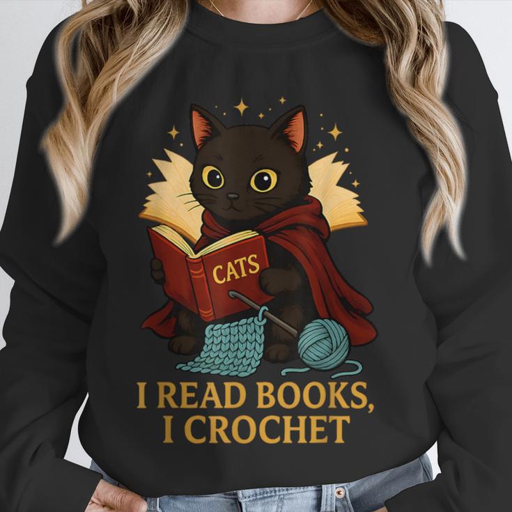 Wizard Cat Reading a Book While Crocheting Unisex Sweatshirt