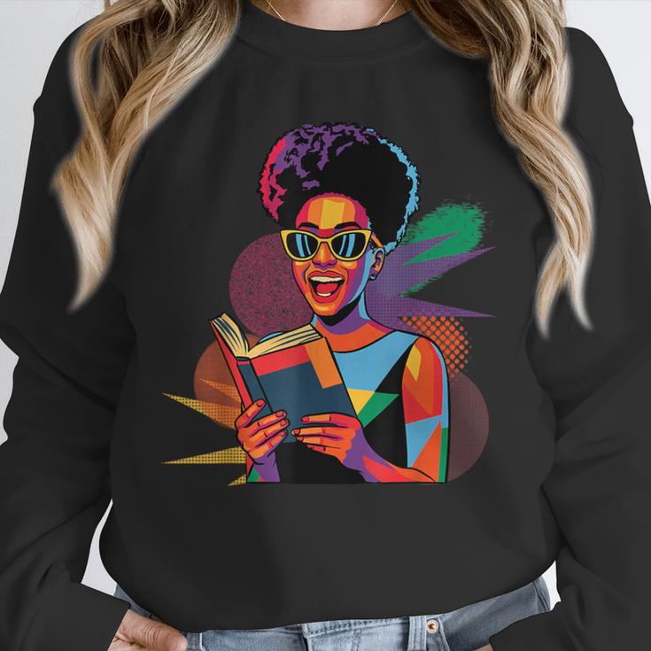 Woman Reading Book Lover Geometric Girl Afro History Unisex Sweatshirt