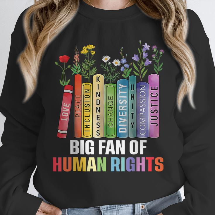 Women Floral Book Big Fan Of Human Rights Liberal Protest Unisex Sweatshirt Women Floral Book Big Fan Of Human Rights Liberal Protest Unisex Sweatshirt