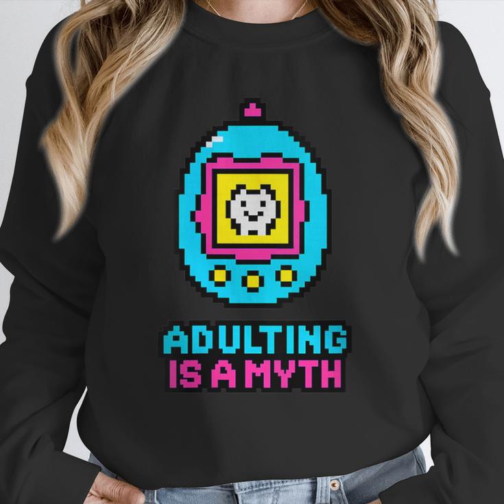 Women's Adulting Is A Myth Retro Pixel Pet Nostalgia Millennials Unisex Sweatshirt