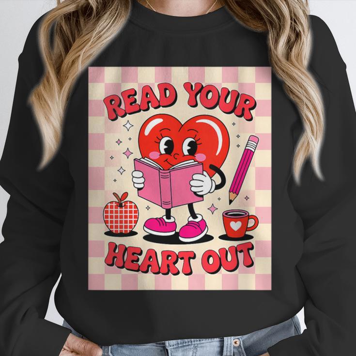 Women's Read Your Heart Out Groovy Bookish Valentine Day Women Girls Unisex Sweatshirt Women's Read Your Heart Out Groovy Bookish Valentine Day Women Girls Unisex Sweatshirt