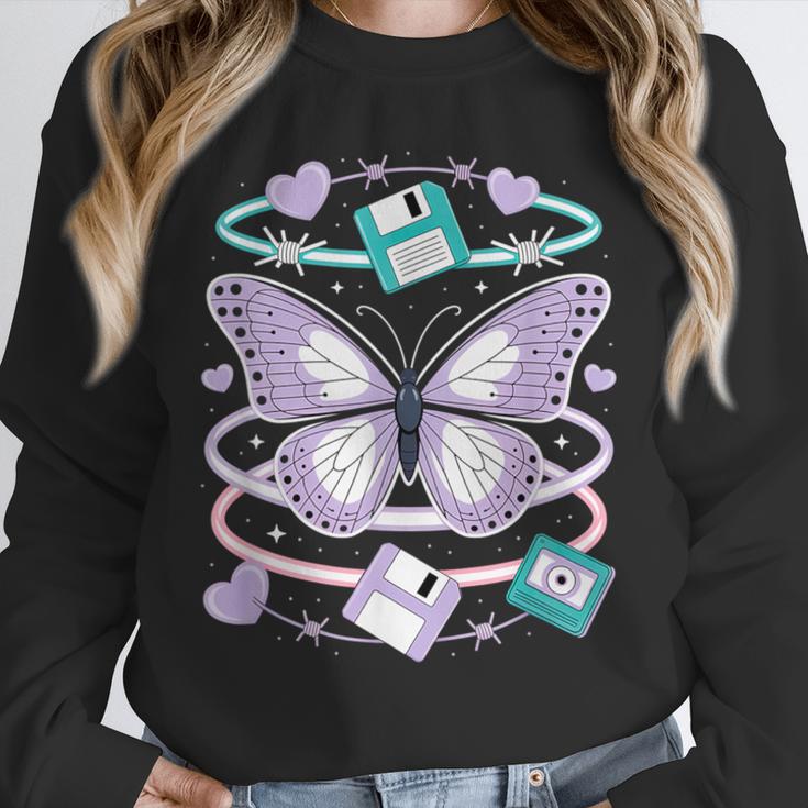 Y2K Butterfly Floppy Disk Art Digital Nostalgia Unisex Sweatshirt