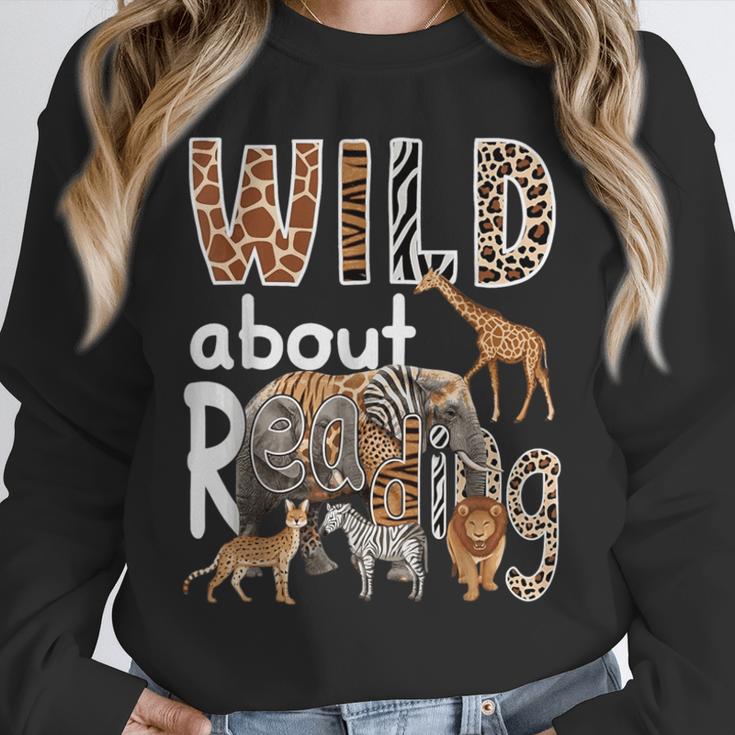 Zoo Animals Wild About Reading Books Reader Lover Librarian Unisex Sweatshirt Zoo Animals Wild About Reading Books Reader Lover Librarian Unisex Sweatshirt