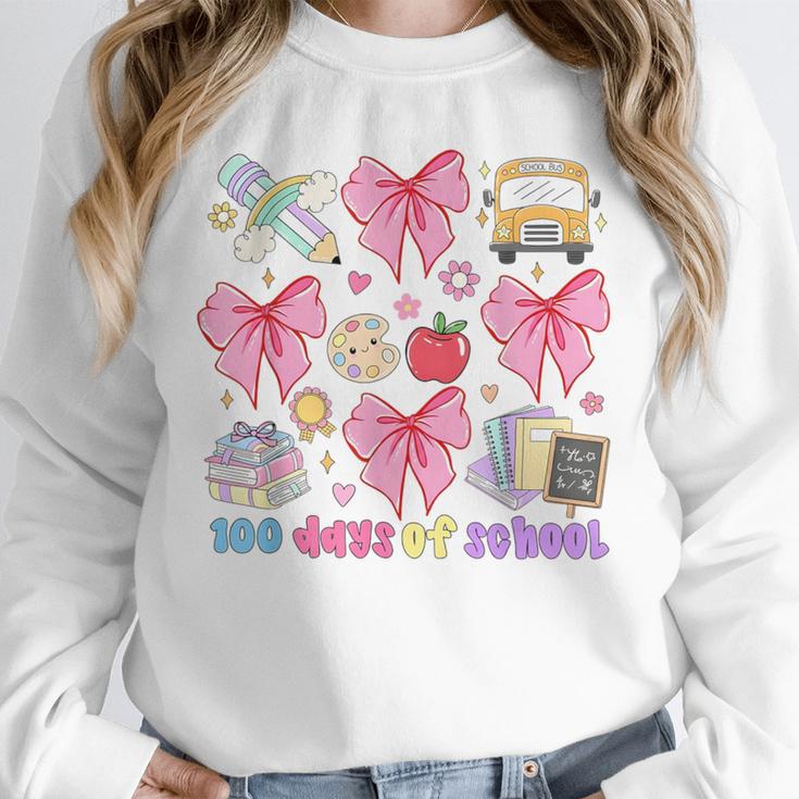 100 Days Of School Coquette Bow School Bus Pencil Books Unisex Sweatshirt 100 Days Of School Coquette Bow School Bus Pencil Books Unisex Sweatshirt