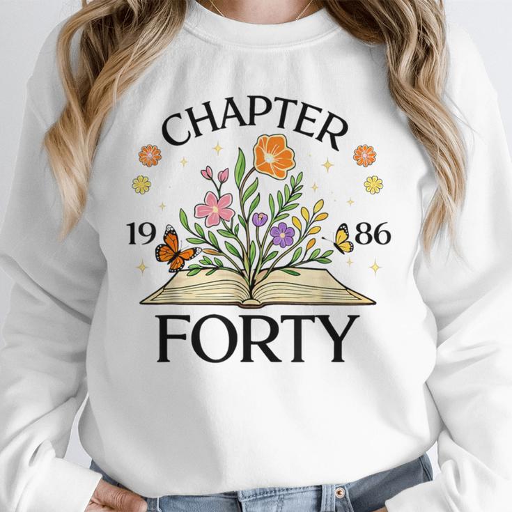 1986 Chapter Forty 40th Birthday Wildflower Book Unisex Sweatshirt