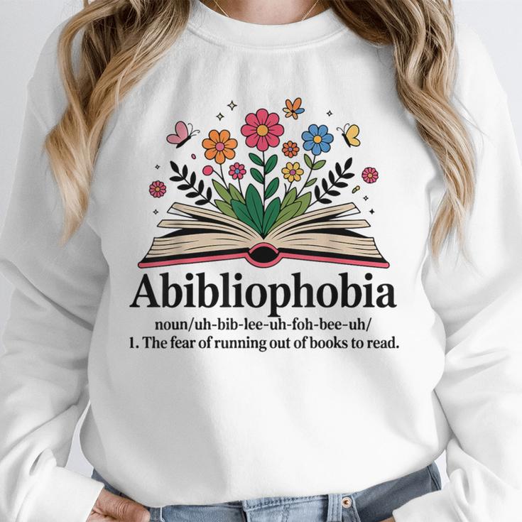 Abibliophobia Noun The Fear Of Running Out Of Books To Read Unisex Sweatshirt