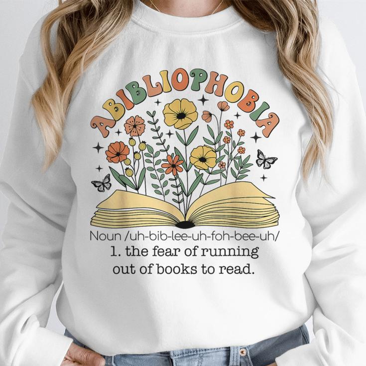 Abibliophobia Wildflower Reading Bookworm Book Reader Unisex Sweatshirt