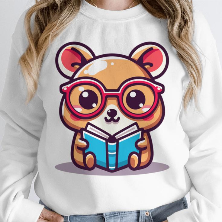 Adorable Book Lover Quokka With Reading Glasses Cute Unisex Sweatshirt