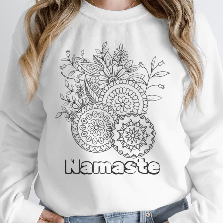 Adult Coloring Book Namaste Yoga Flowers Unisex Sweatshirt