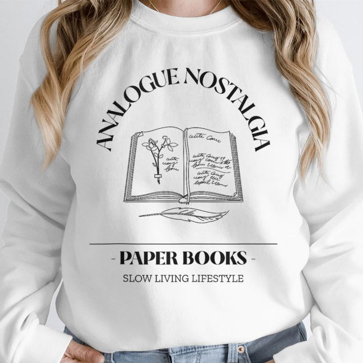 Analogue Nostalgia Paper Books Book Graphic Unisex Sweatshirt Analogue Nostalgia Paper Books Book Graphic Unisex Sweatshirt
