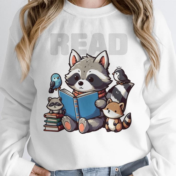 Animals Raccoon Reading Book Librarian Across America Kids Unisex Sweatshirt
