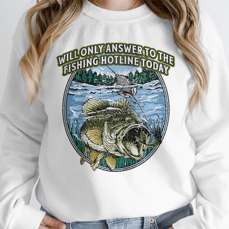 Answer To Fishing Hotline Introvert Humor Antisocial Raglan Baseball Tee Unisex Sweatshirt