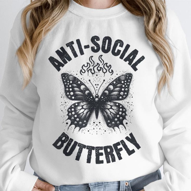 Anti-Social Butterfly Awkward Introvert Homebody Humor Unisex Sweatshirt