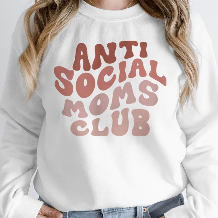 Anti Social Moms Club On Back Retro Introvert Unsociable Unisex Sweatshirt