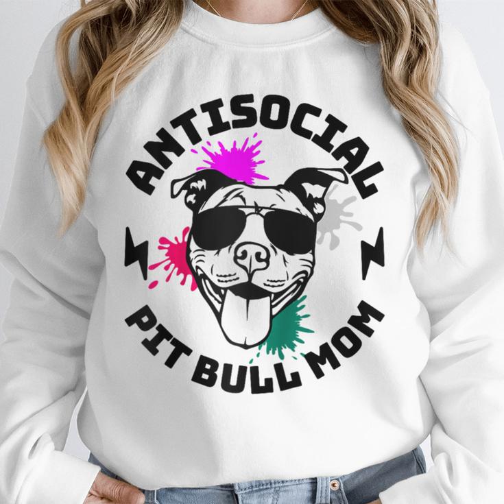 Antisocial Pit Bull Mom Pittie Introvert Dog Lover Pit Bull Raglan Baseball Tee Unisex Sweatshirt