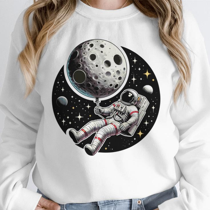 Astronaut Aesthetic Holding Moon Balloon Planets Introvert Unisex Sweatshirt