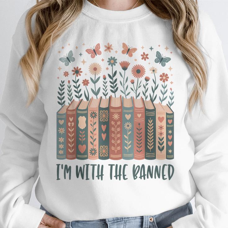 Im With The Banned Book Readers Librarian Read Banned Books Unisex Sweatshirt