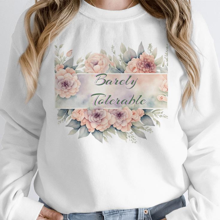 Barely Tolerable Book Floral Bookworm Lover Bookish Premium Unisex Sweatshirt