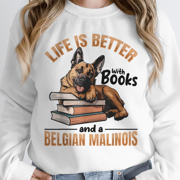 Belgian Malinois Dog Breed Life Is Better With Books And a Men Women Kids Unisex Sweatshirt