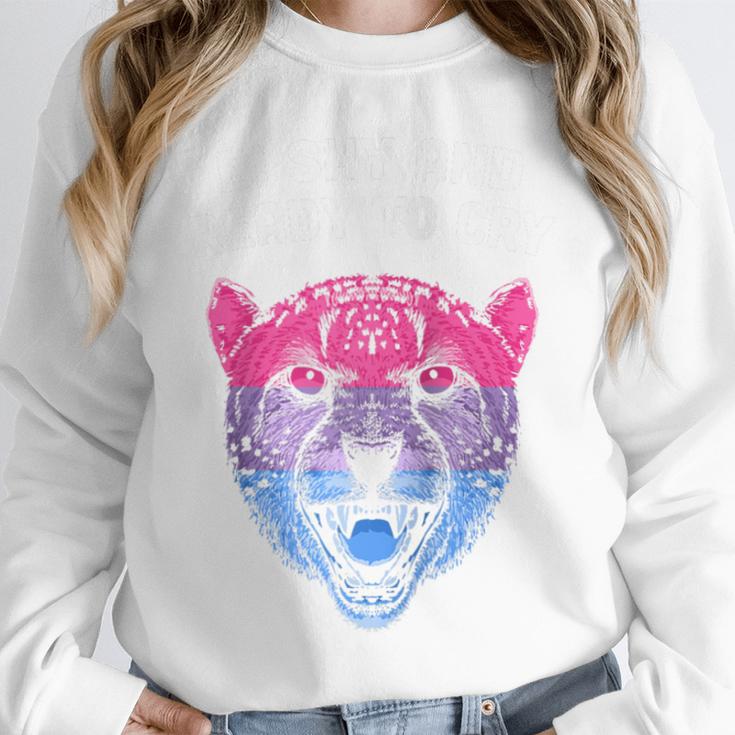 Bi Shy And Ready To Cry Bisexual Introvert Bi Pride Raglan Baseball Tee Unisex Sweatshirt