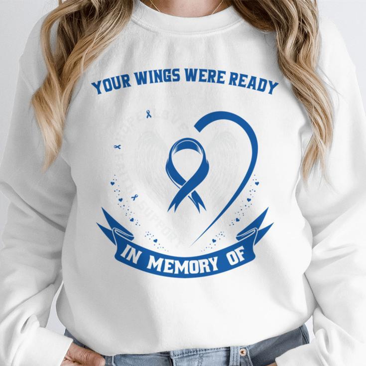 Blue In Memory Of Mom Colon Cancer Awareness Memorial Unisex Sweatshirt