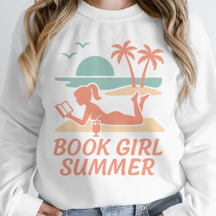 Book Girl Summer Book Reading Retro Sunset Unisex Sweatshirt