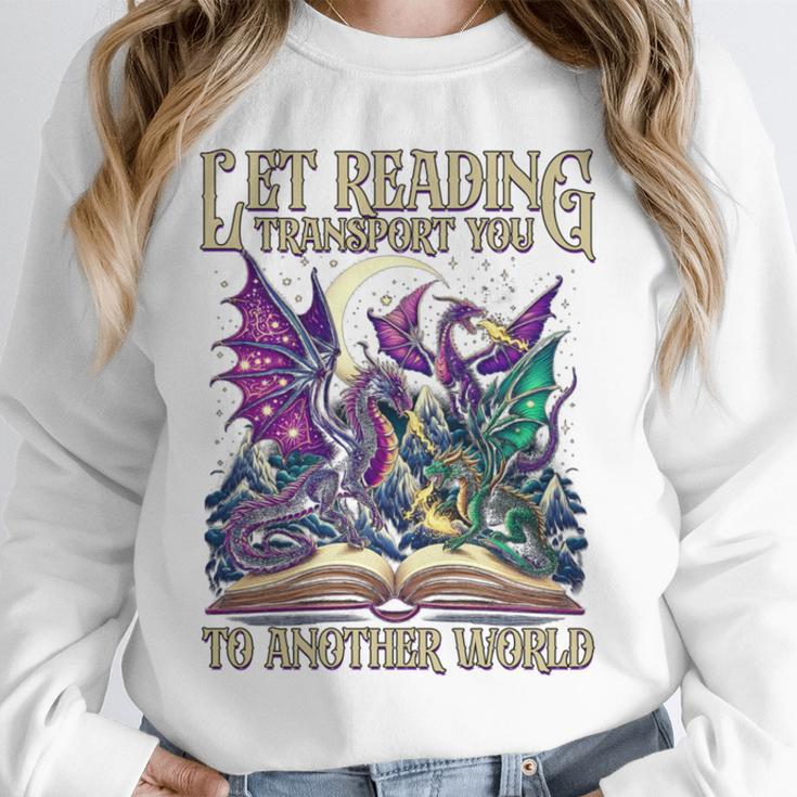 Book Lover Dragon Reading Transport You To Another World Unisex Sweatshirt