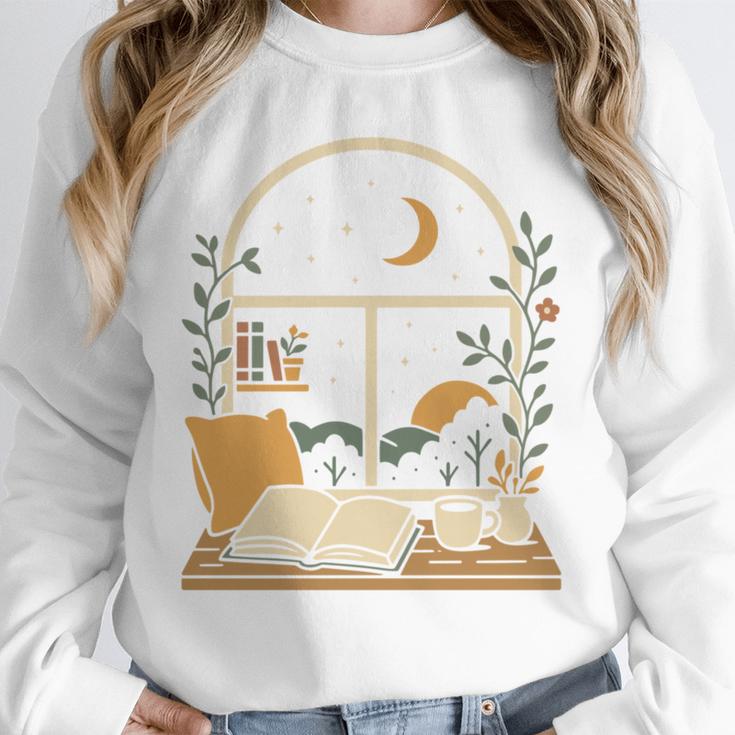 Book Lover Moonlight Reading Scene Night Unisex Sweatshirt