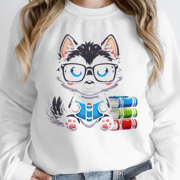 Book Lover Reading Husky Dog Unisex Sweatshirt