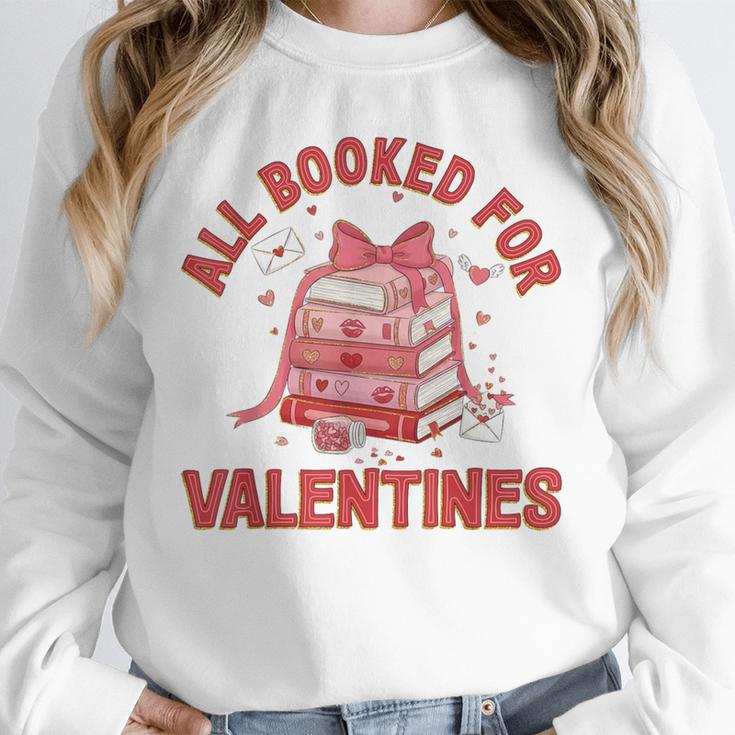 All Booked For Valentines Bow Heart Book Lover Valentine Day Unisex Sweatshirt
