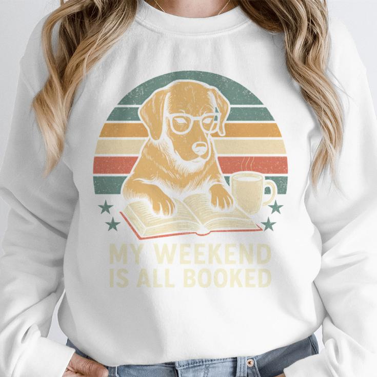 My Weekend Is All Booked Vintage Dog Reading Book Lovers Unisex Sweatshirt My Weekend Is All Booked Vintage Dog Reading Book Lovers Unisex Sweatshirt